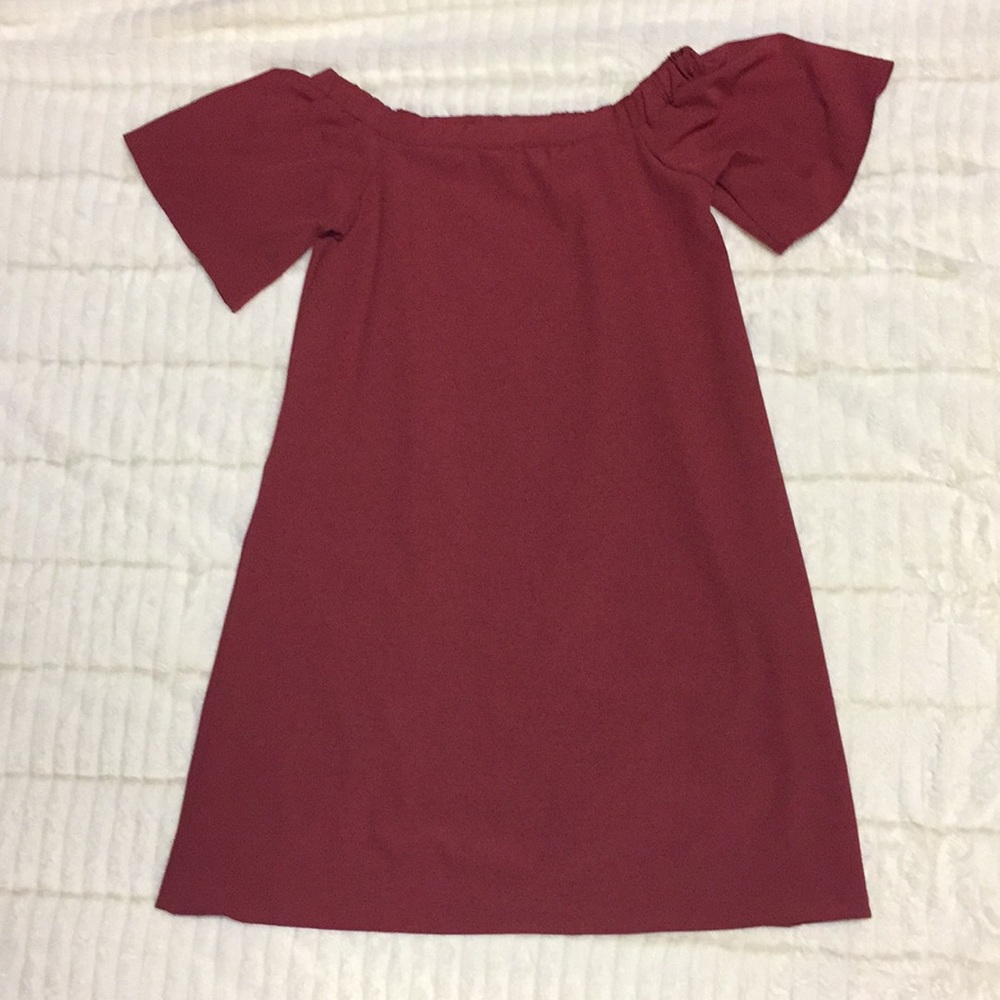 BP Maroon off the shoulder dress